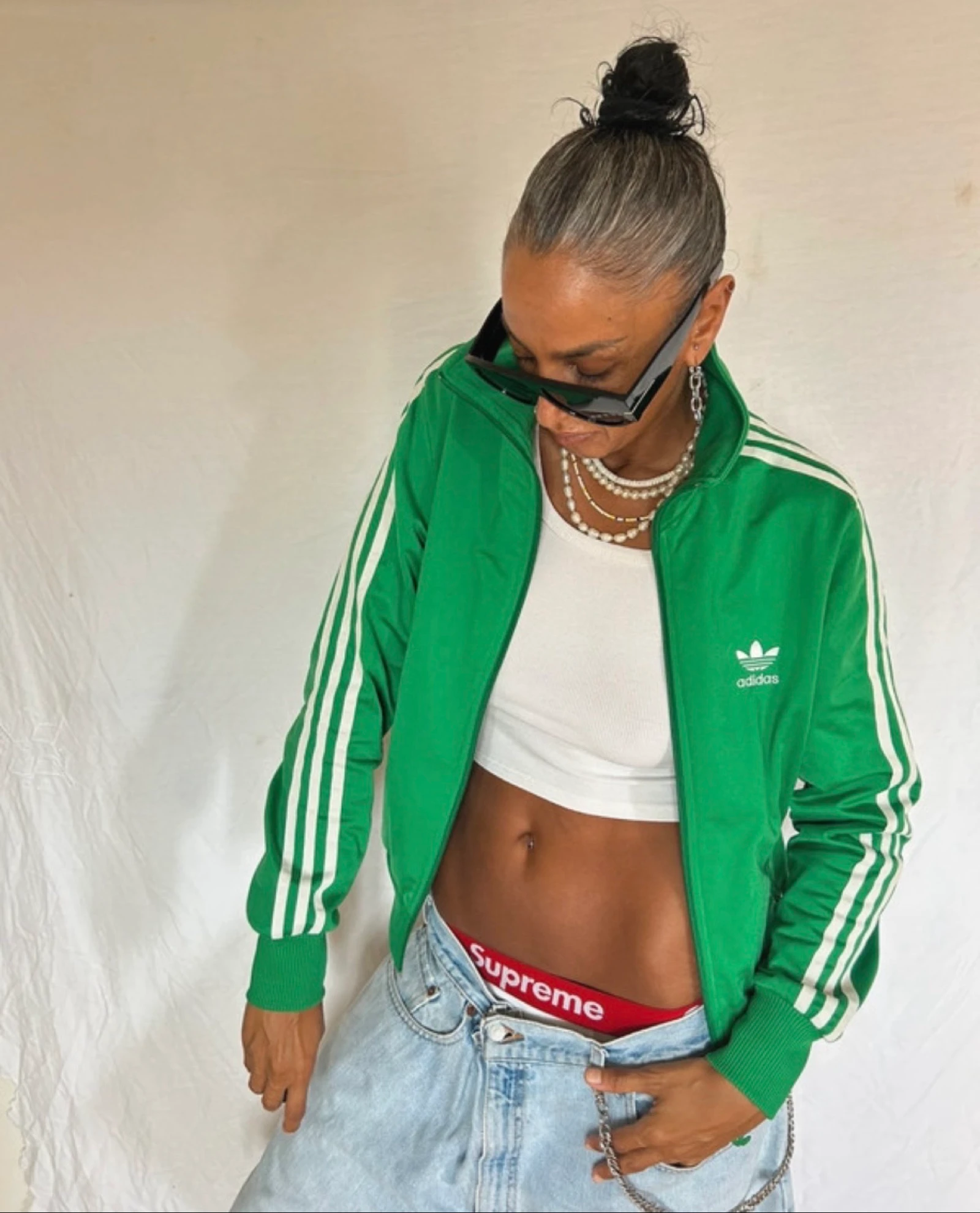 Chaqueta / chaleco - adidas / bordado - cuello alto / top - vintage - Y2K - oversize – photo 3